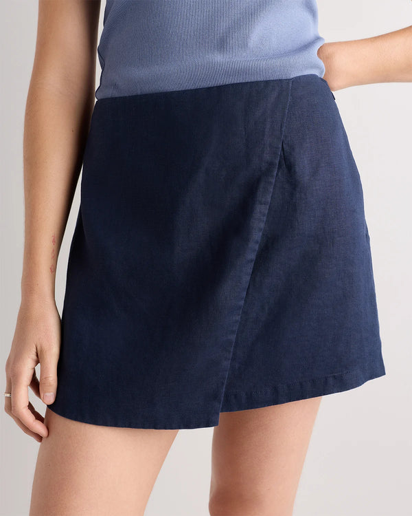 100% European Linen Skort - XS / Classic Mini Gingham