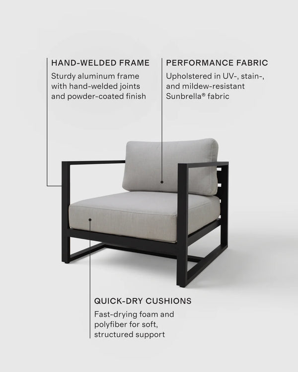Linear Aluminum Outdoor Lounge Chair - One Size / Dark Charcoal