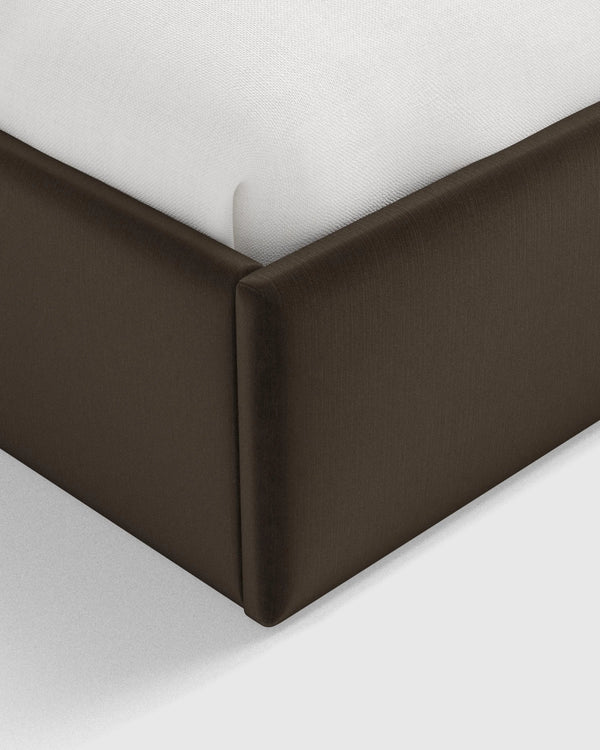 Square Bed in Performance Velvet - Full / Chocolate