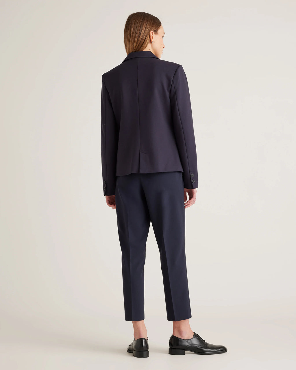 Ultra-Stretch Ponte Double-Breasted Blazer - XS / Charcoal