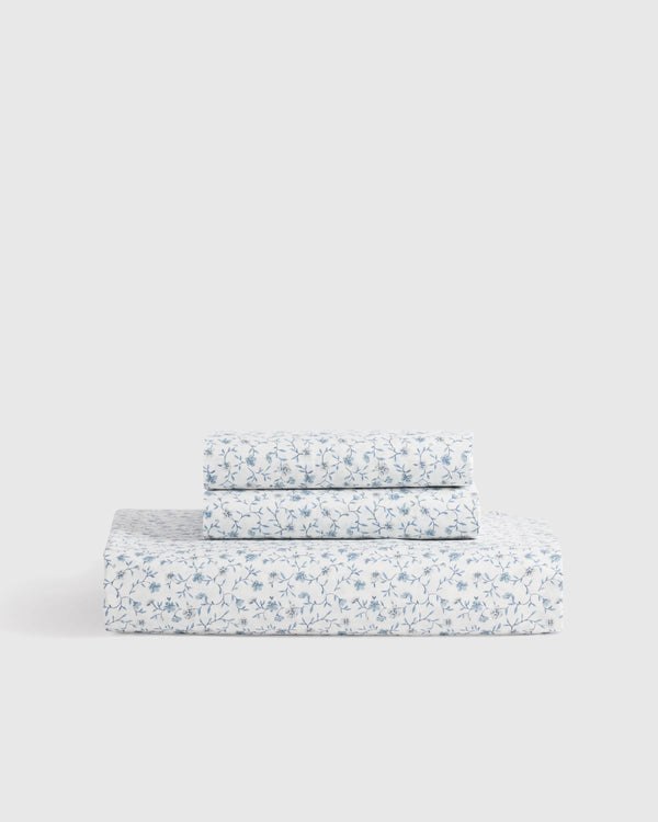 Organic Crisp Percale Floral Fitted Sheet Set - Twin / Toffee Florette