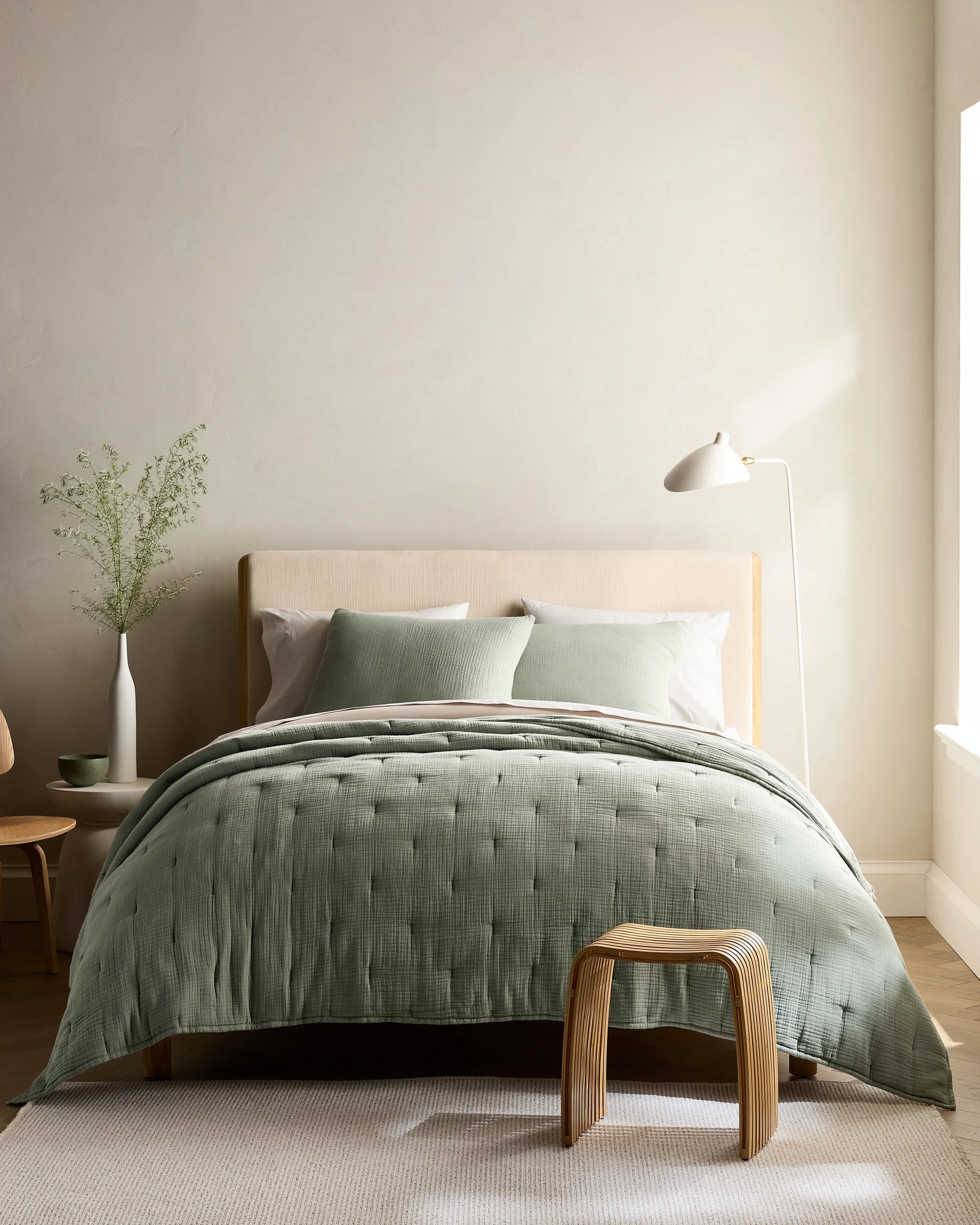 Organic Cotton Gauze Dream Quilt Set - Twin / Dried Sage Secondary image