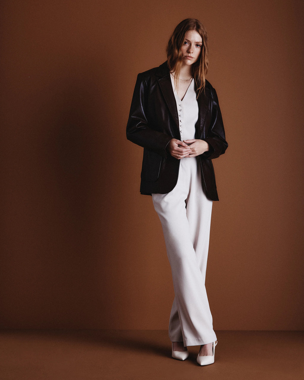 100% Leather Blazer - XS / Rich Brown