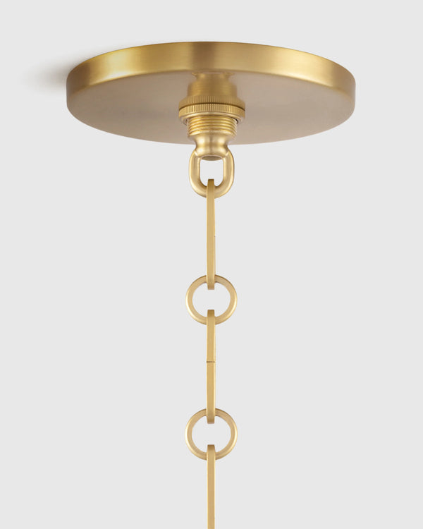 Iron and Opal Glass Bell Pendant Light - One Size / Brass