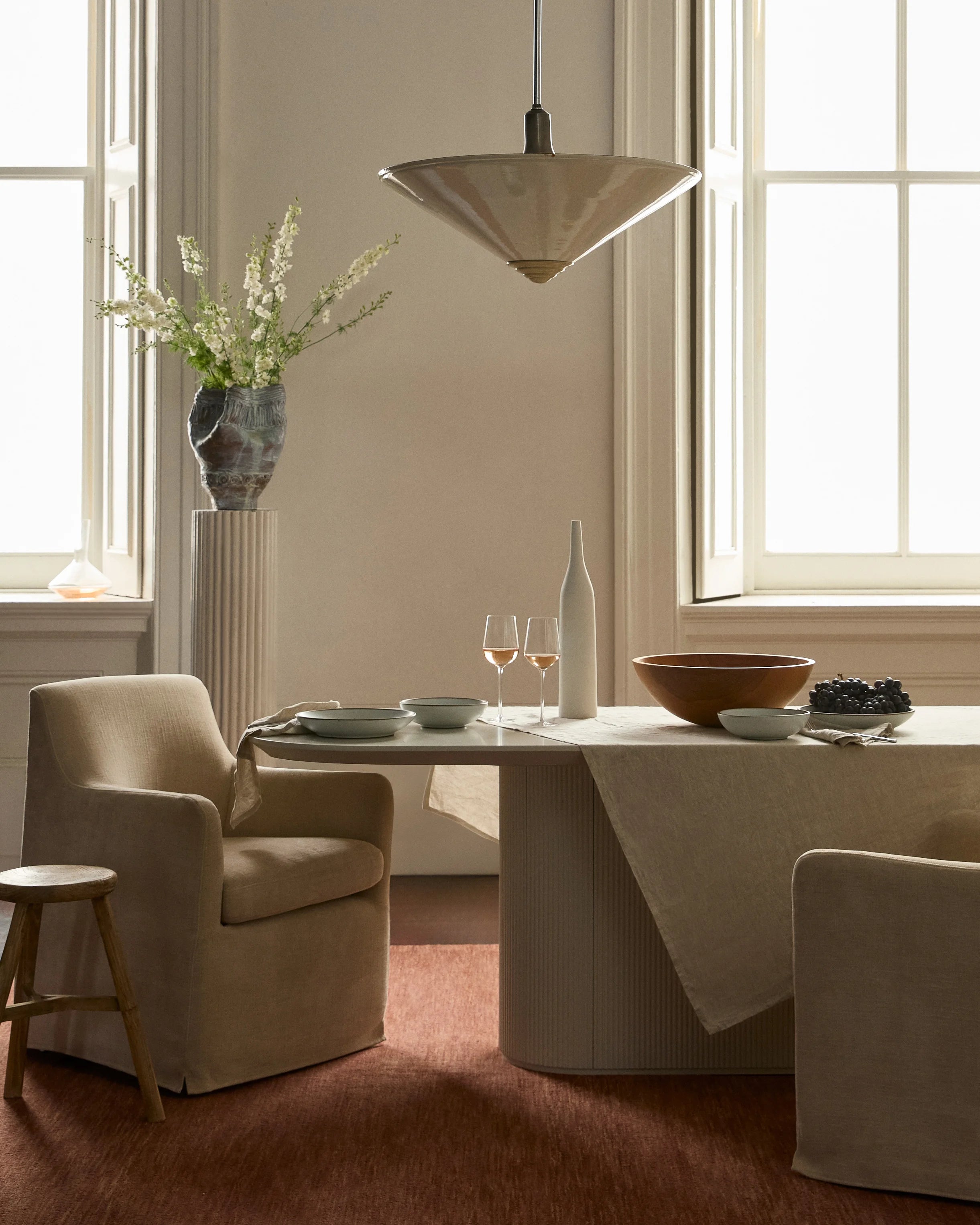 Performance Chenille Curved Back Dining Chair - One Size / Natural Secondary image