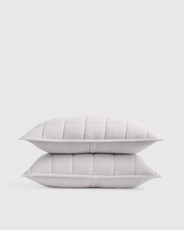Organic Cotton Gauze Box Quilt Sham Set - Standard / Mineral