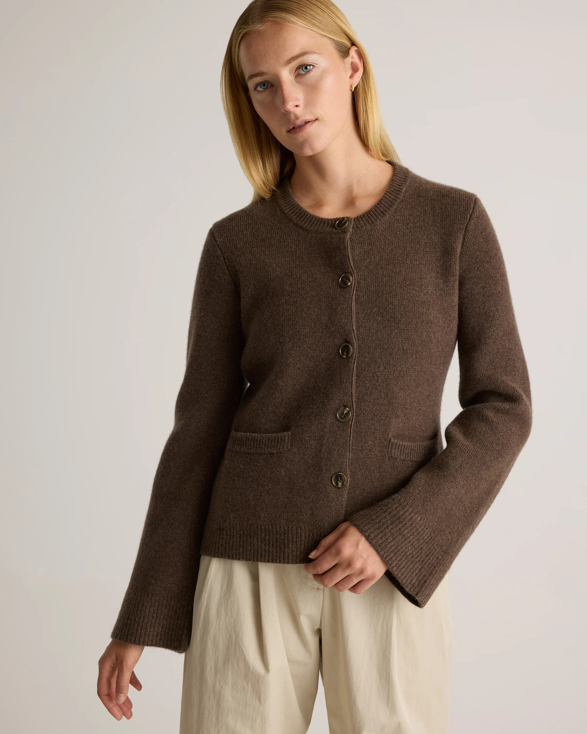 Mongolian Cashmere Structured Cardigan - XS / Oatmeal