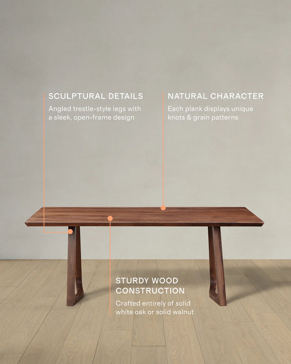 Solid Wood Midcentury Dining Table - One Size / Brown Walnut