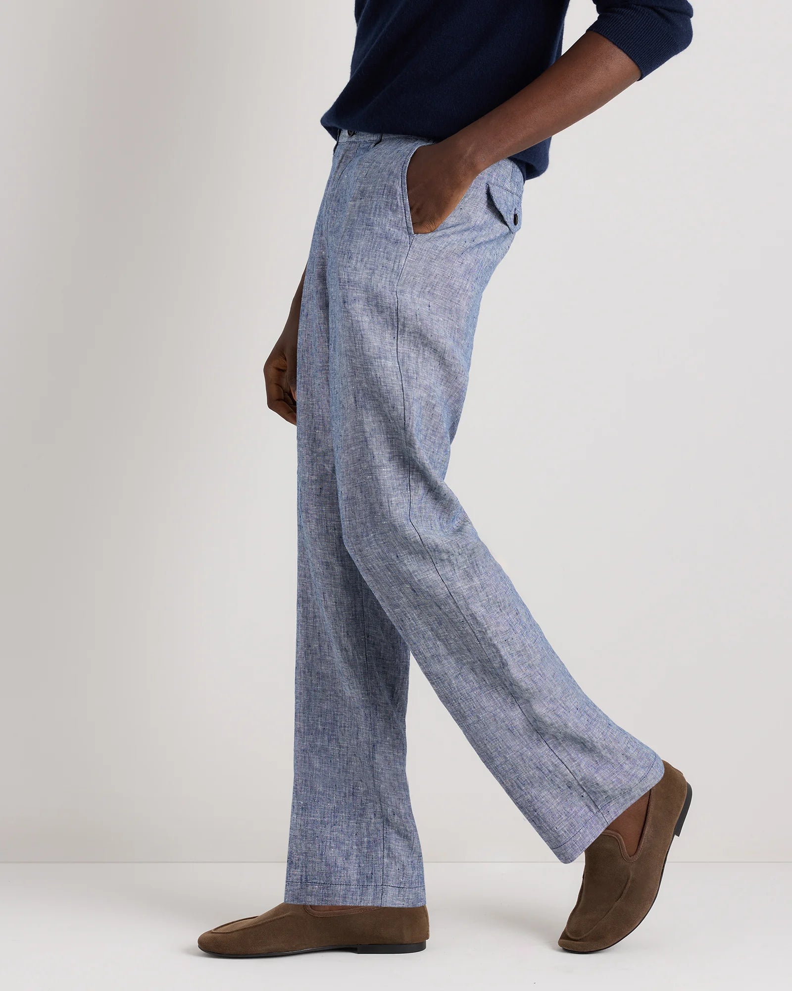 100% European Linen Trousers - 30X30 / Chambray Blue Secondary image