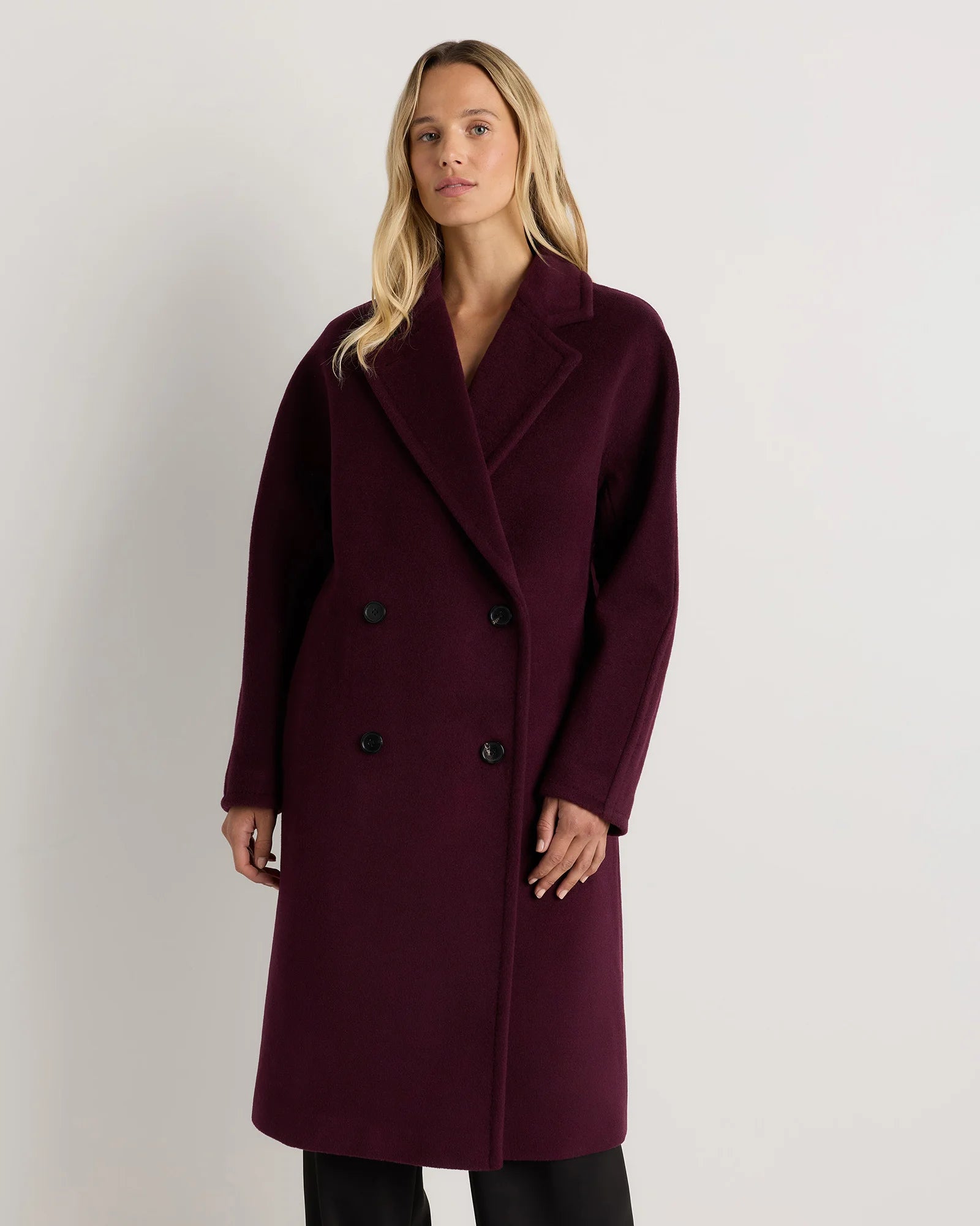 Wool Cashmere Double-Breasted Slouch Coat - XS / Winetasting Secondary image
