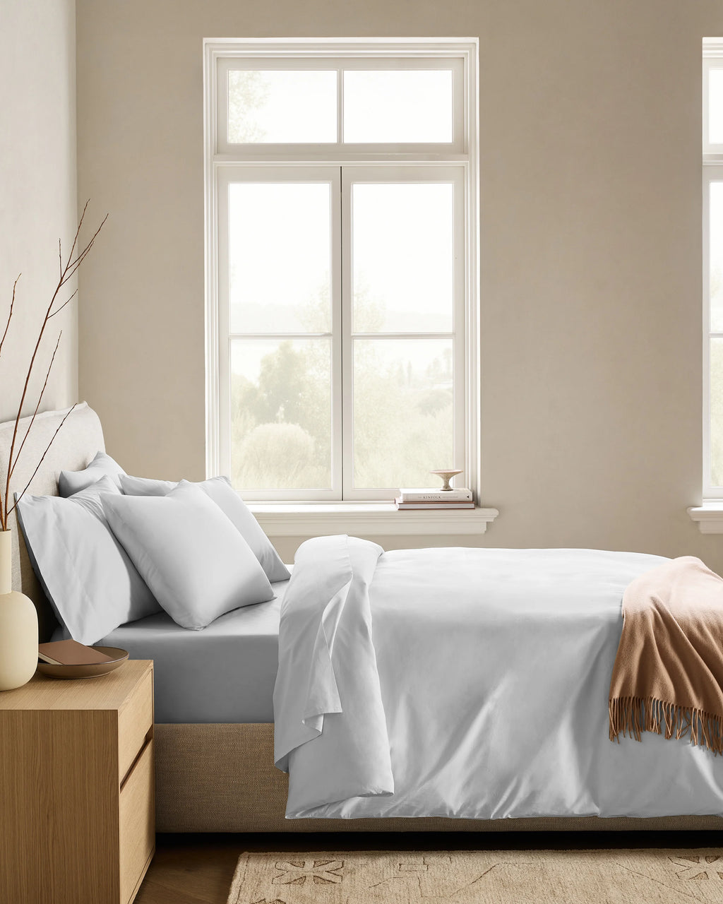 Organic Crisp Percale Deluxe Bedding Bundle - Twin / White