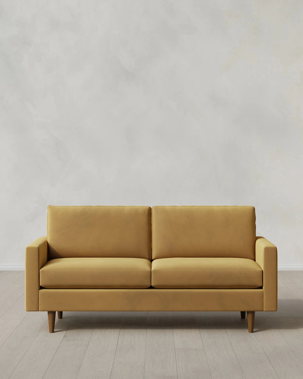 Atlas Midcentury Sofa in Performance Velvet - 6ft / Ivory