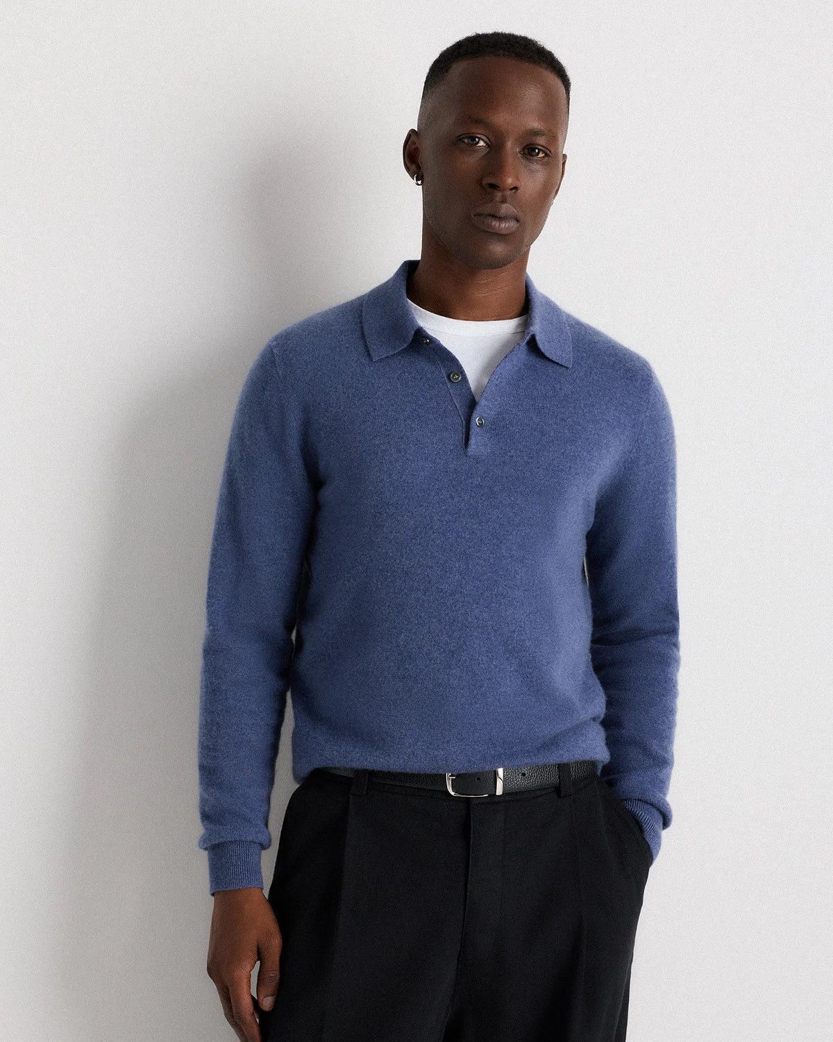 Mongolian Cashmere Polo Sweater - S / True Navy