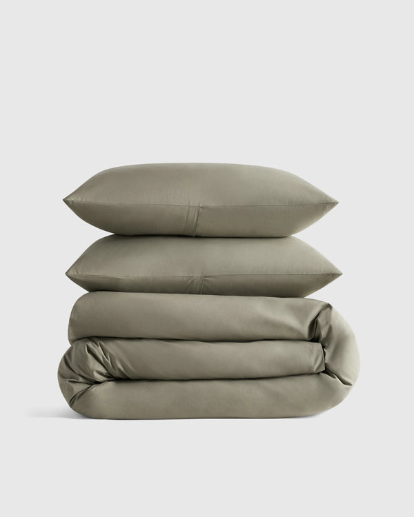 Organic Crisp Percale Duvet Cover Set - Twin / Espresso