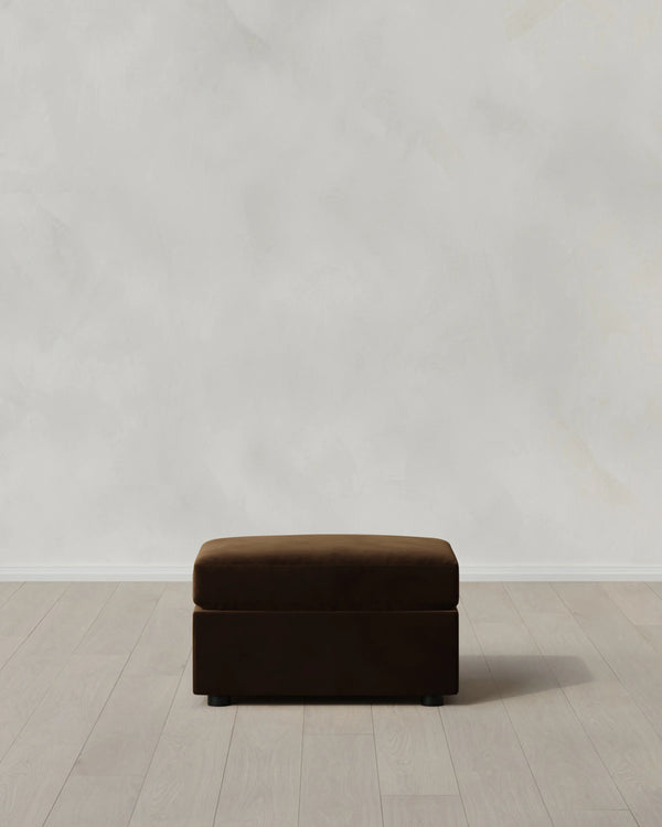 Brennan Ottoman in Performance Velvet - One Size / Taupe