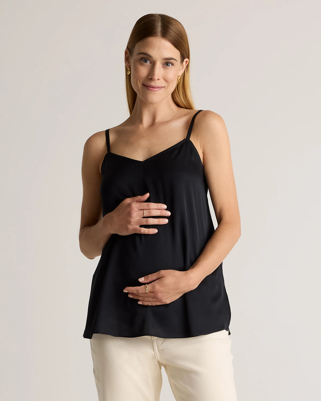Washable Stretch Silk V-Neck Maternity Cami - XS / Moonstone Blue
