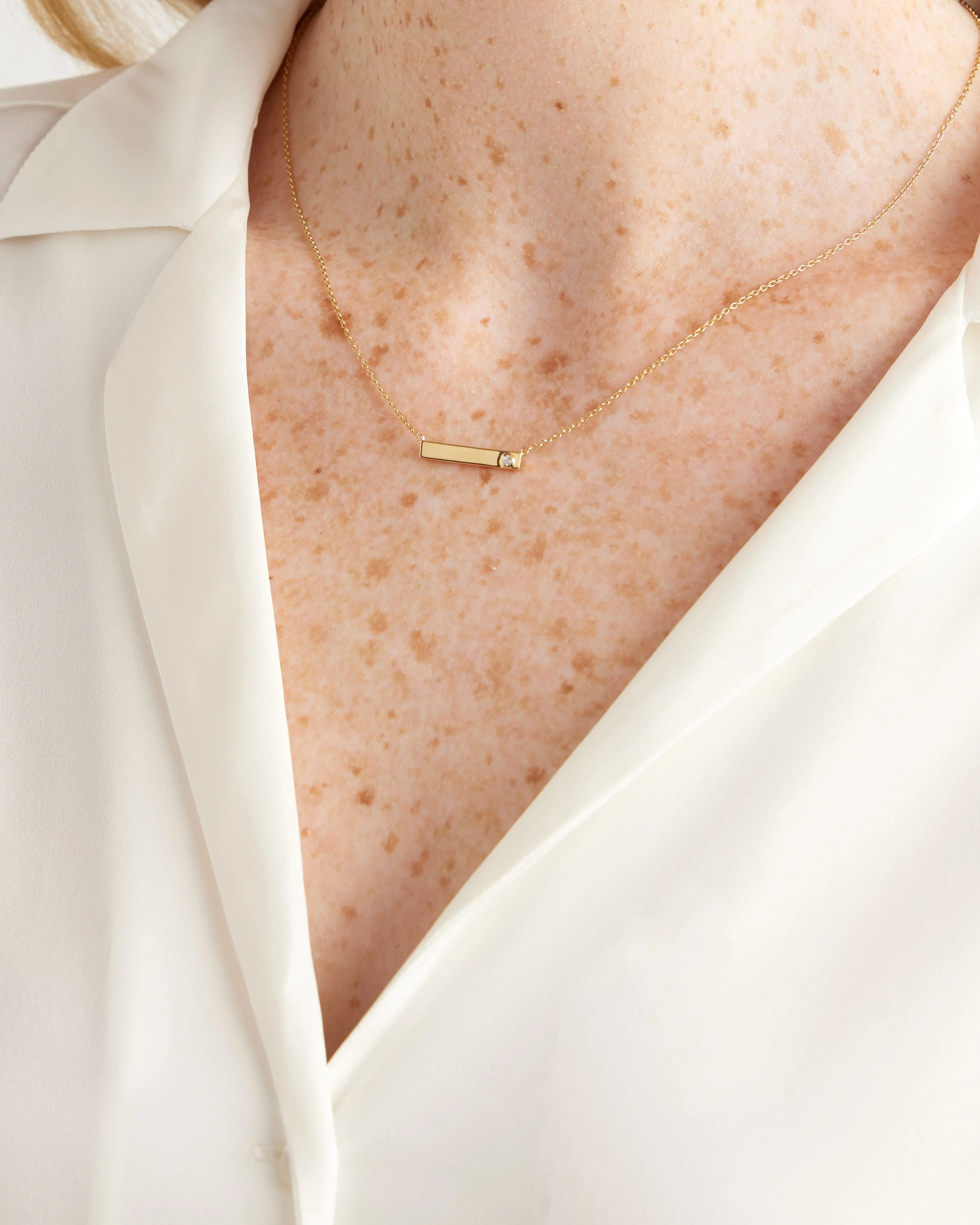 White Sapphire Bar Necklace - One Size / Gold Vermeil Secondary image