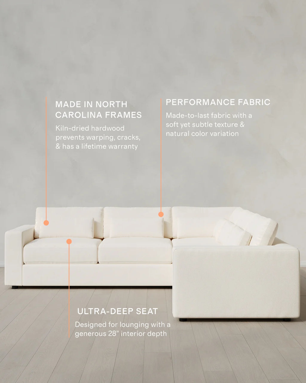 Ashford Deep Seat L Sectional in Performance Chenille Linen Blend - 119x119 / Sorrell