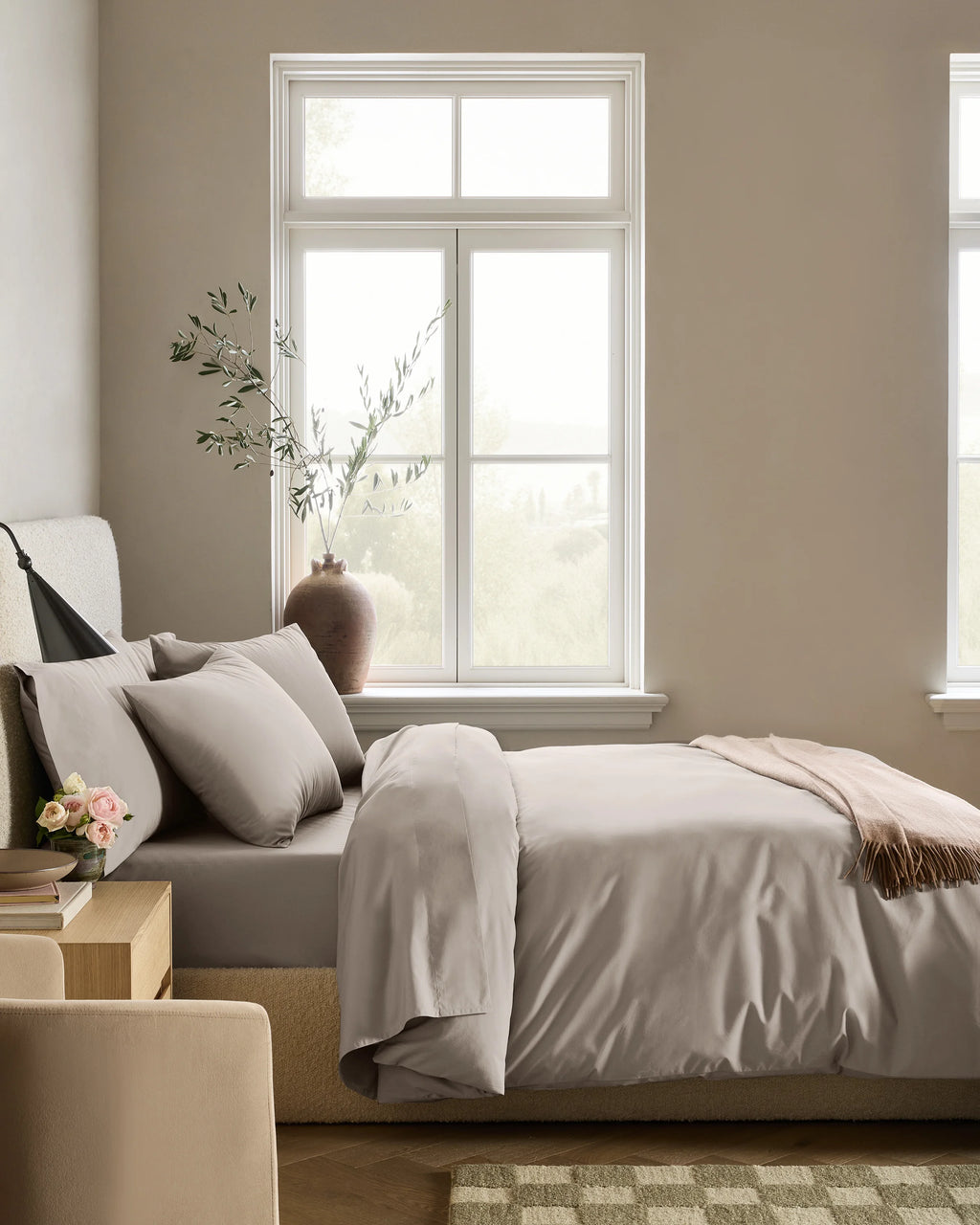 Organic Crisp Percale Deluxe Bedding Bundle - Twin / White