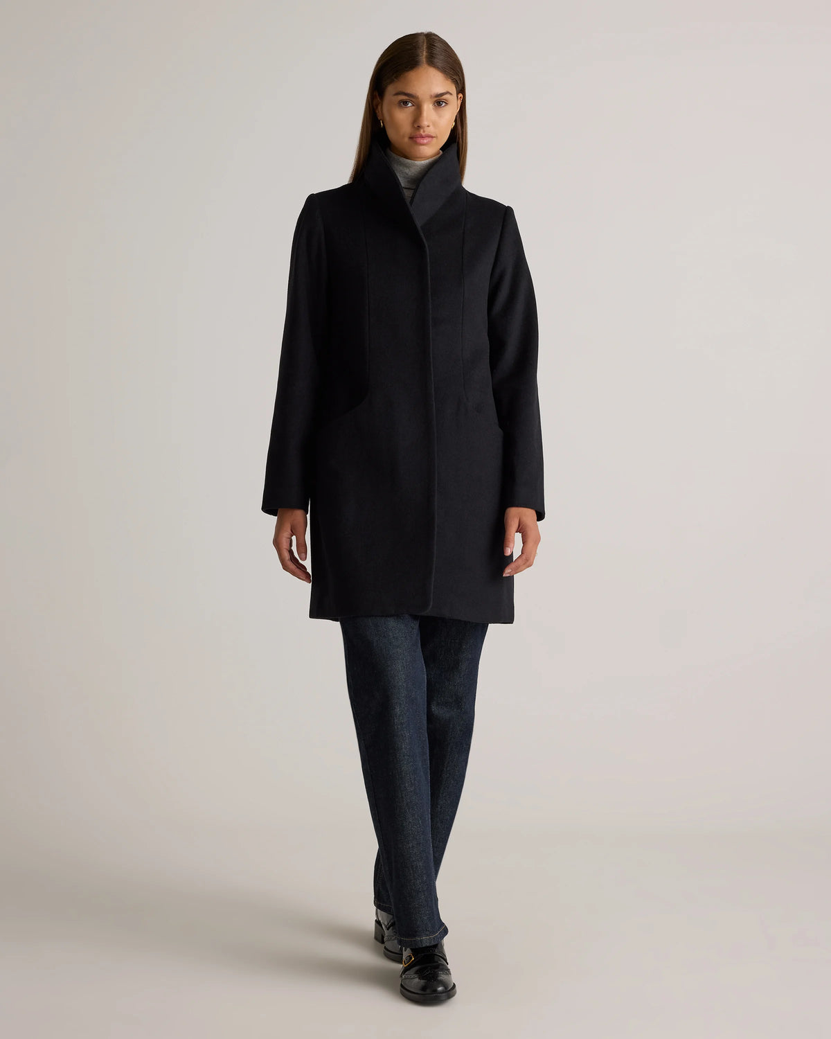 Italian Wool Cocoon Coat - XS / Black