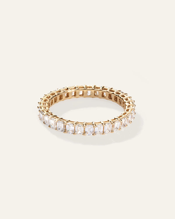 Lab Grown Diamond Emerald Eternity Band - 5 / Yellow Gold