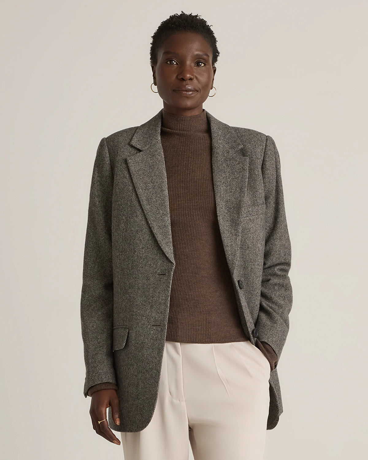 Italian Wool Oversized Blazer - XS / Textured Brown Main image