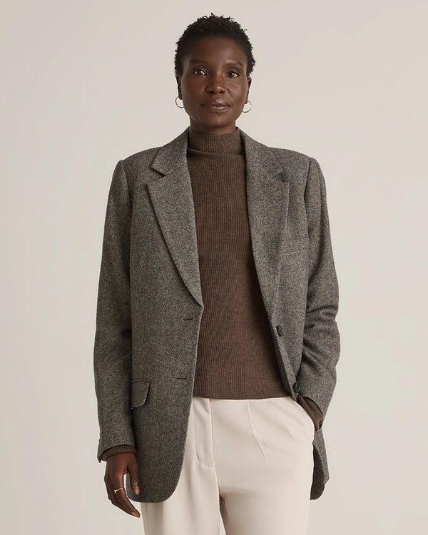 Italian Wool Oversized Blazer - XS / Textured Brown