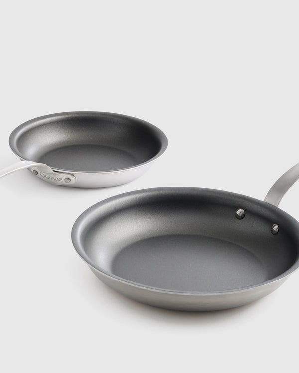 5-Ply Stainless Steel Nonstick Cookware: 2-Piece Frying Pan Set: 8" & 10" - 8" & 10" / No Color