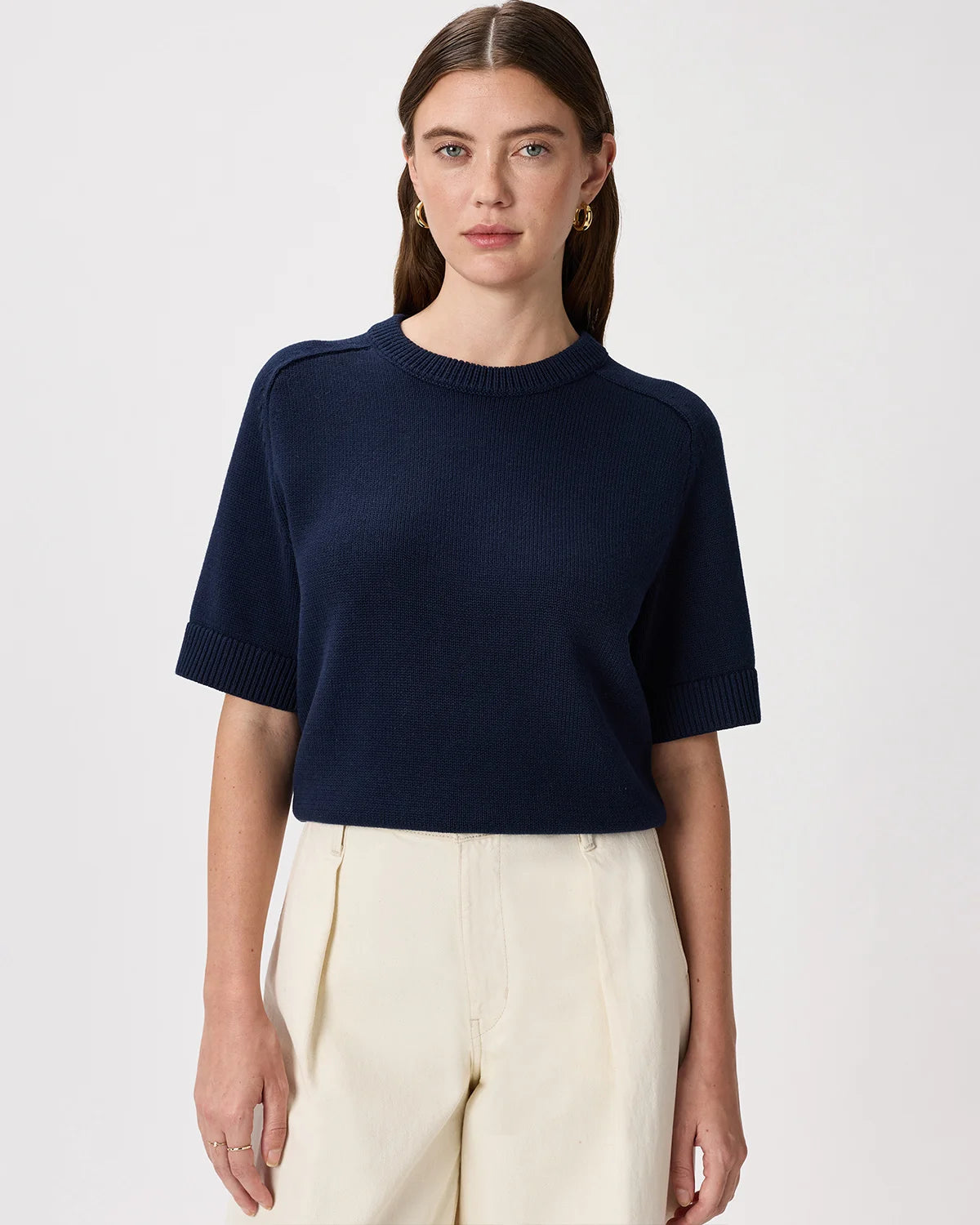 100% Organic Cotton Sweater Tee - XS / Navy Main image