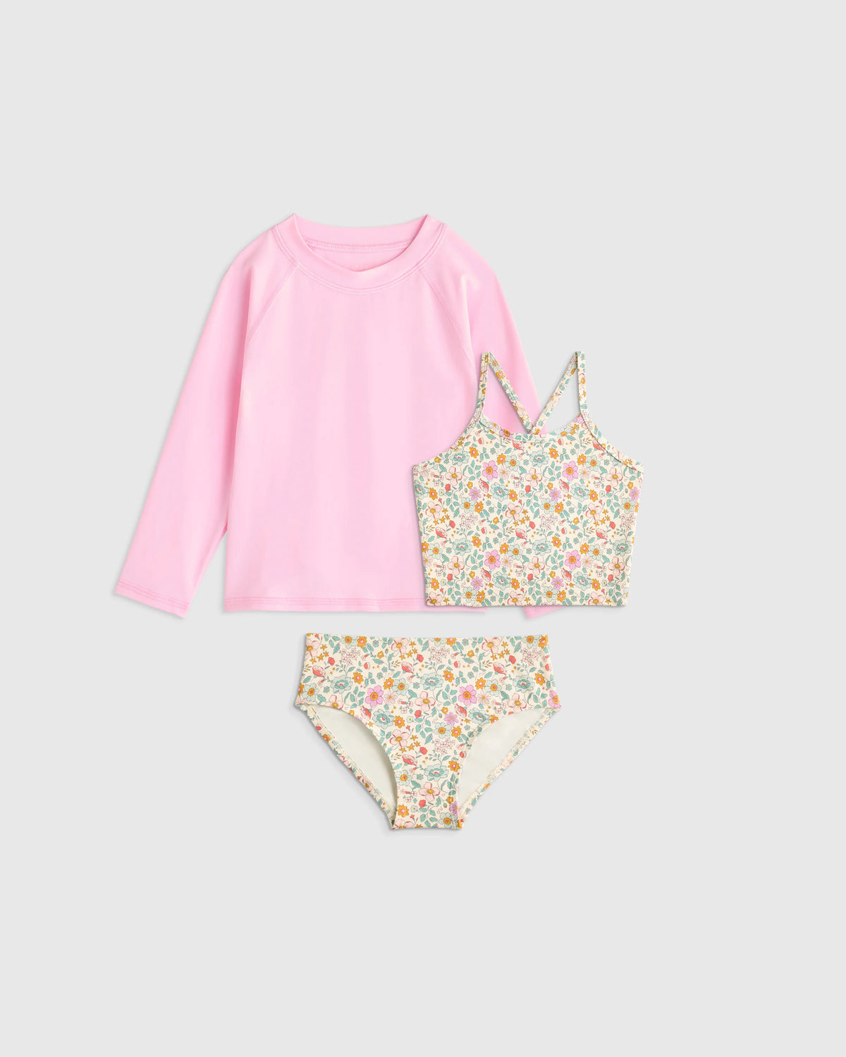 Tankini and Long Sleeve Raglan Rash Guard Set - 2T / Soft Ditsy Floral Main image