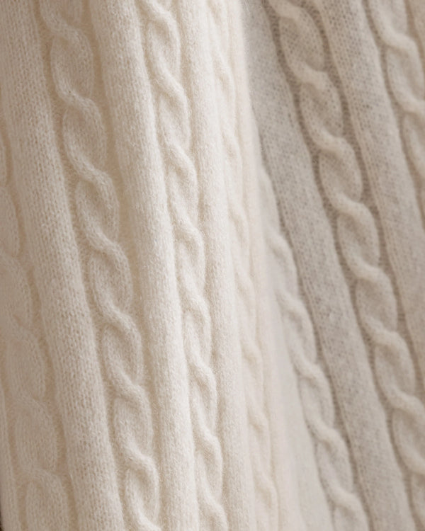 Cable Knit Cashmere Throw - 50x70 / Limoncello