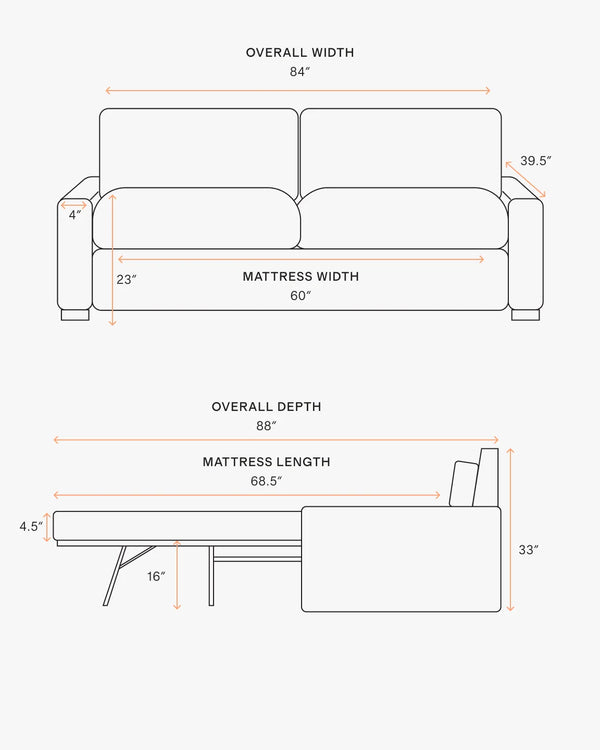 Brennan Sleeper Sofa in Performance Basketweave - Queen / Flax