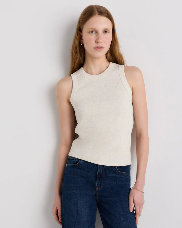 Organic Cotton Micro-Rib Cropped Cutaway Tank - XS / Heather Oatmeal