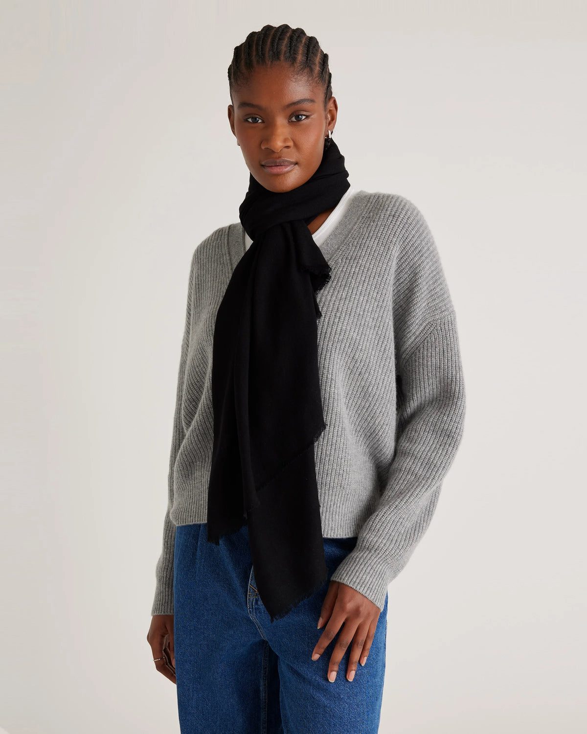 100% Pashmina Wool Scarf - One Size / Black Main image