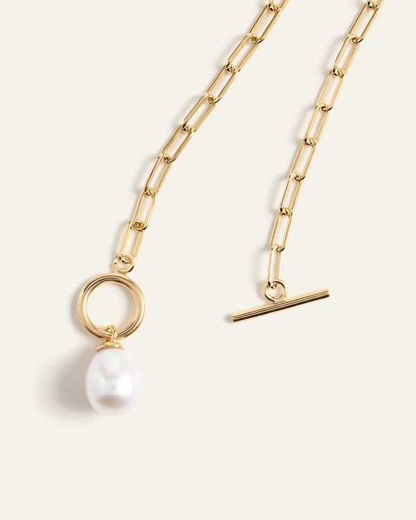 Freshwater Cultured Pearl Toggle Necklace - One Size / Gold Vermeil