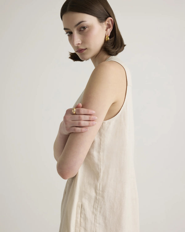 100% European Linen Sleeveless Swing Dress - XS / Classic Mini Gingham
