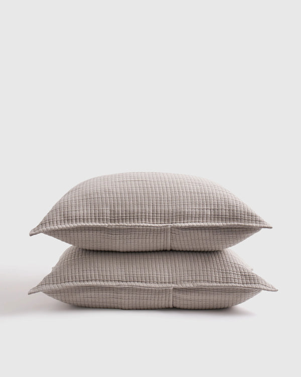 Organic Ribbed Cotton Shams - Standard / Toffee