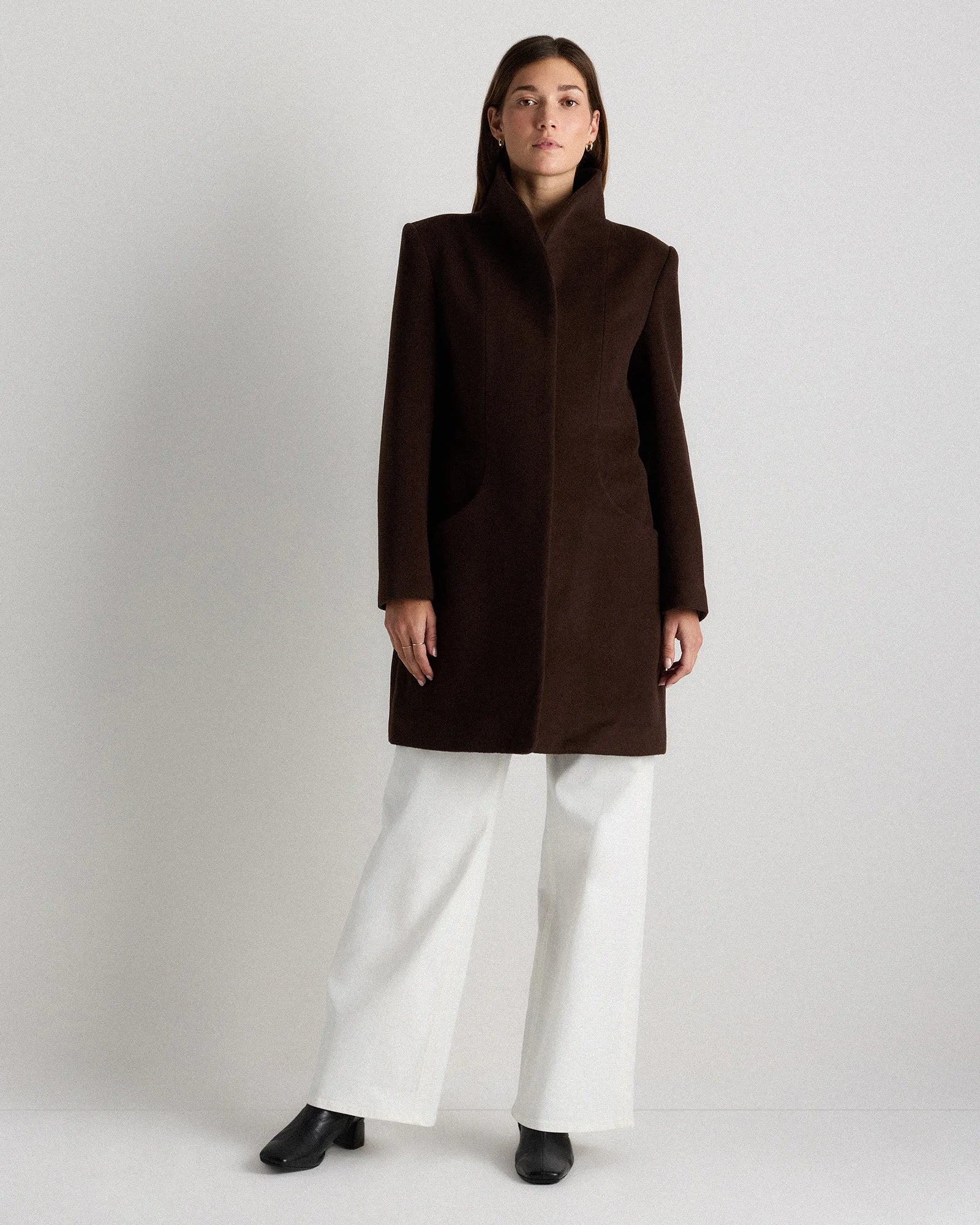 Wool Cashmere Cocoon Coat - XS / Dark Chocolate Secondary image