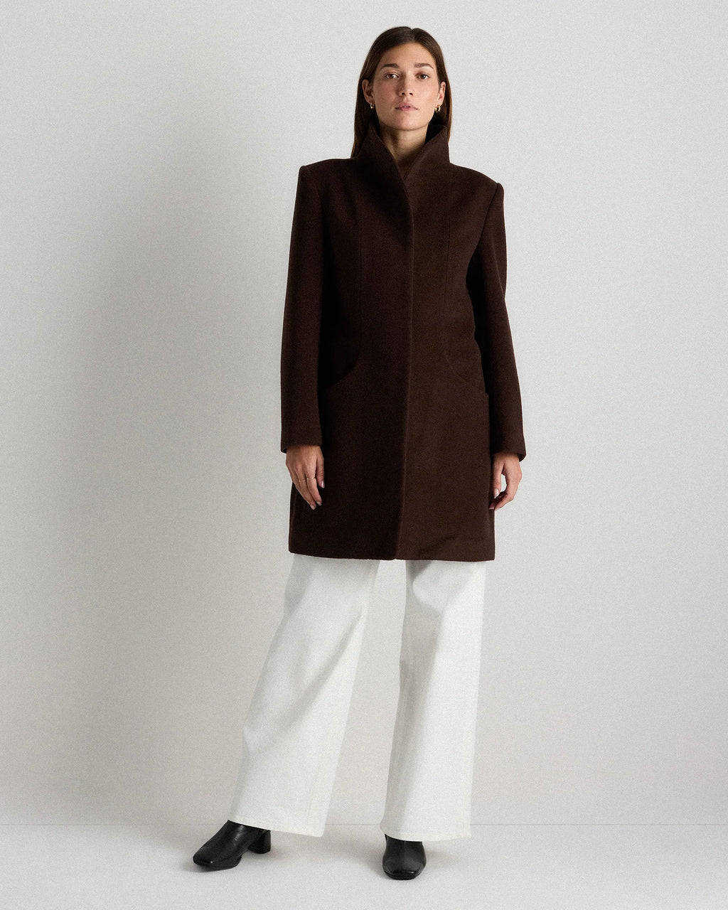 Wool Cashmere Cocoon Coat - XS / Dark Chocolate