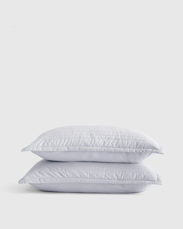 Organic Cotton Stripe Stitch Quilted Sham Set - Standard / White