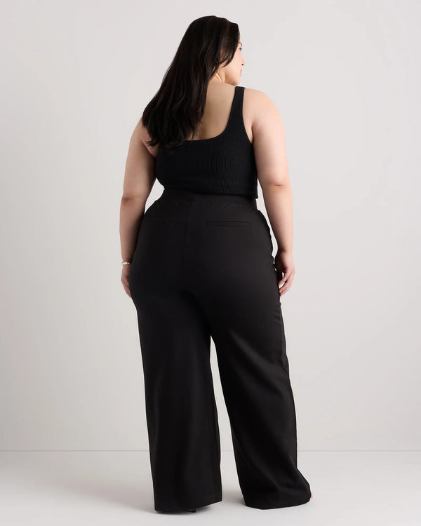 Ultra-Stretch Ponte Wide Leg Pants - 1X / Black