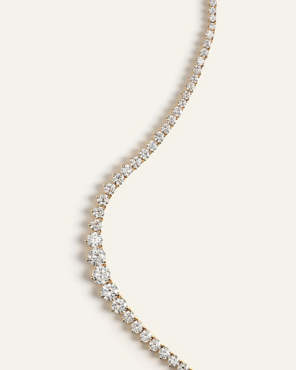 14K Gold Lab Grown Diamond Graduated Tennis Necklace - 10ctw - One Size / Yellow Gold