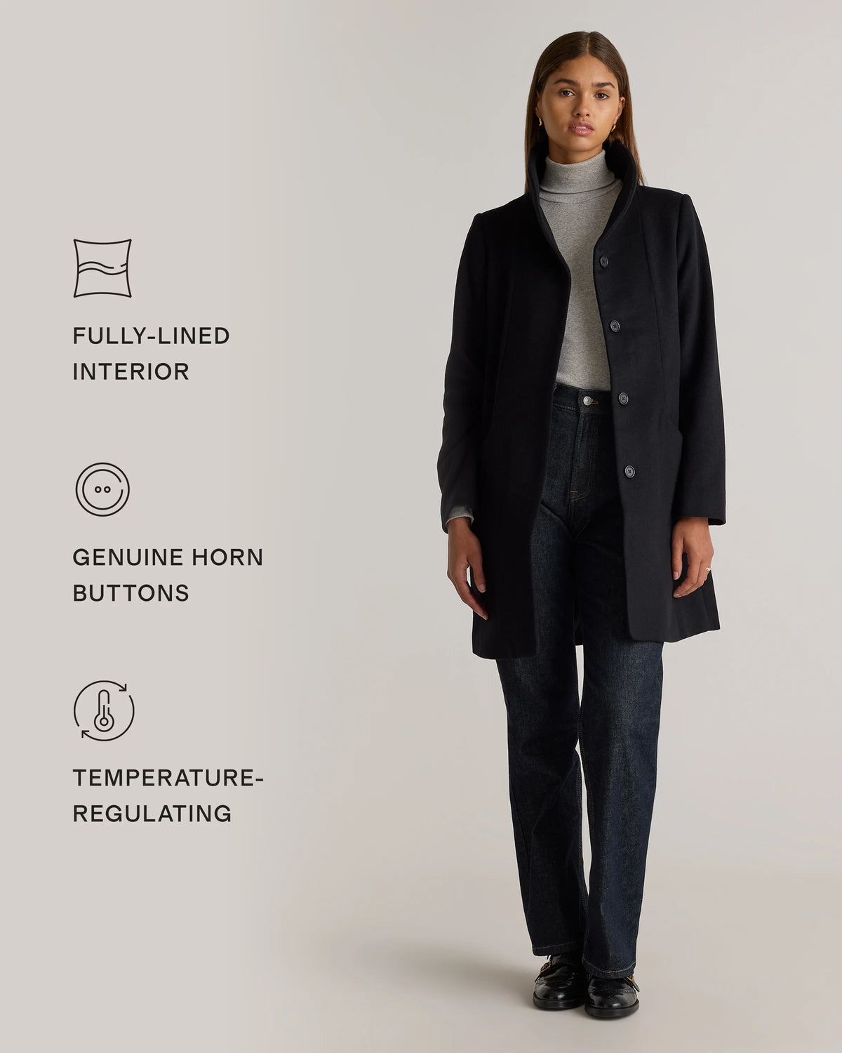 Italian Wool Cocoon Coat - XS / Black