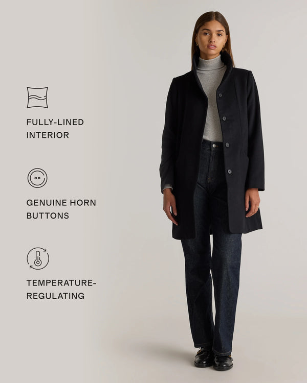 Italian Wool Cocoon Coat - XS / Black