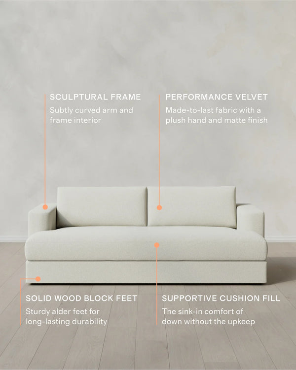 Sierra Curved Arm Sofa in Performance Basketweave - 7ft / Flax