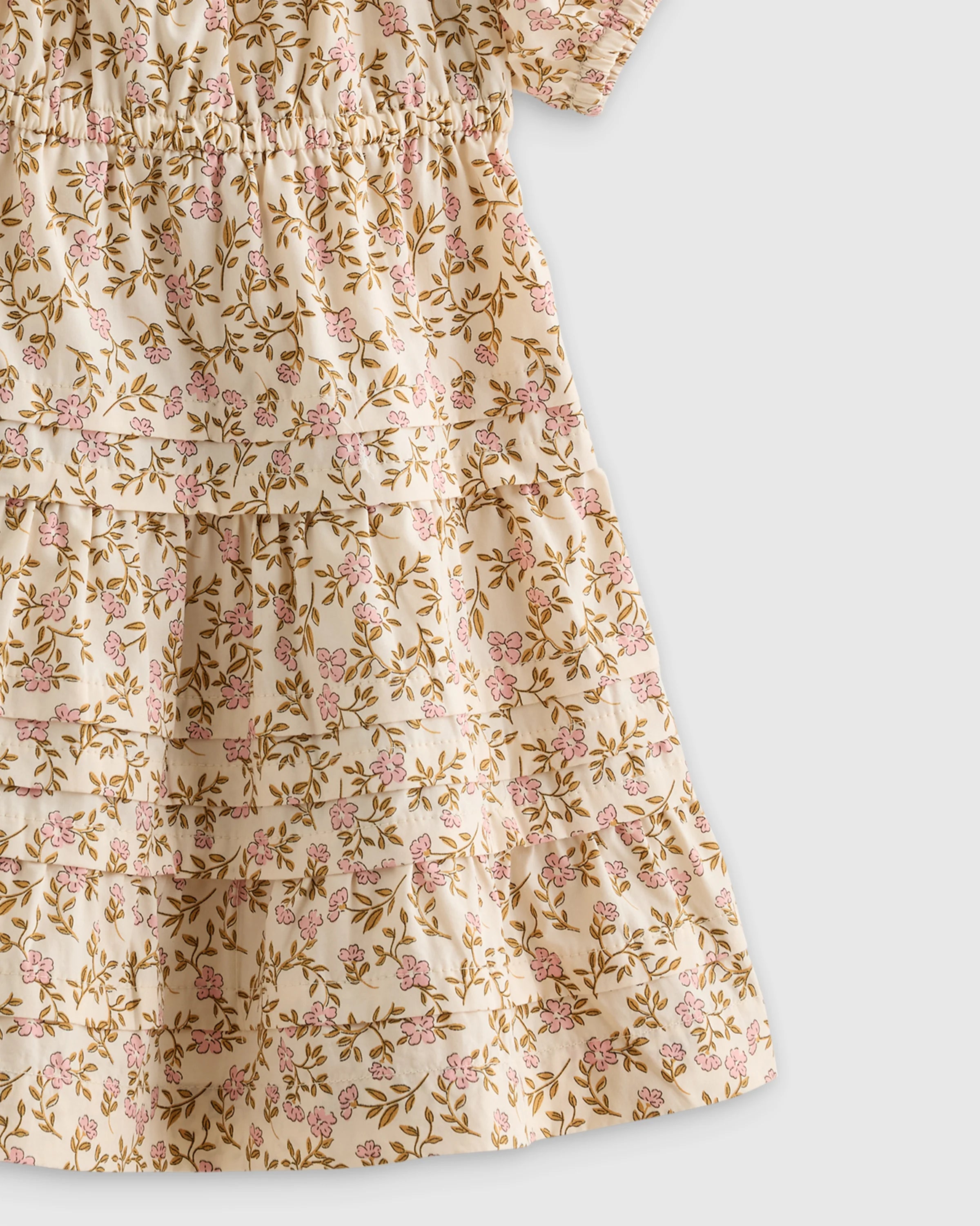 100% Organic Cotton Poplin Tiered Dress - 3-6M / Peach Floral Secondary image