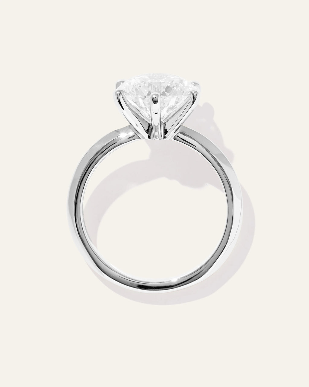 Lab Grown Diamond Round Six Prong Knife Edge Engagement Ring - 3ct - 4 / Yellow Gold