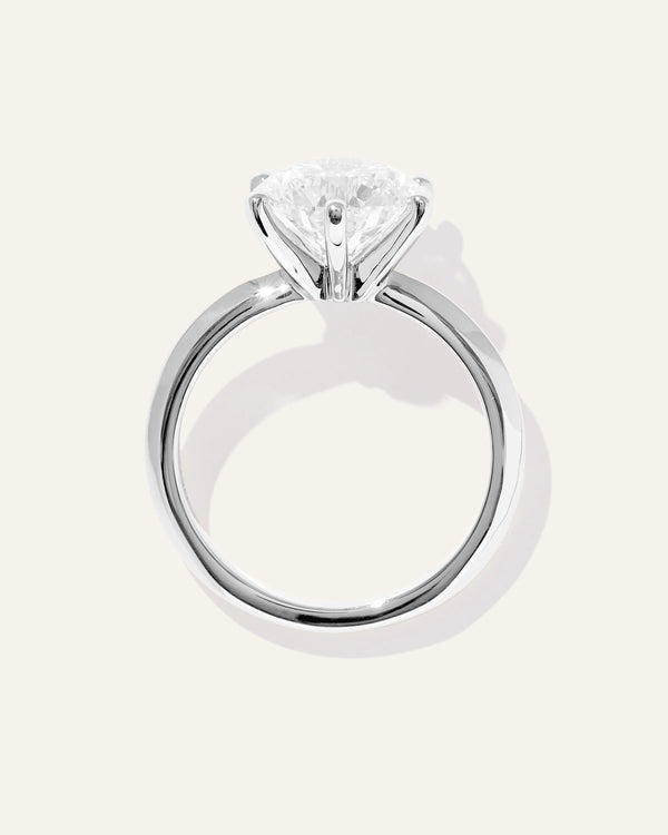 Lab Grown Diamond Round Six Prong Knife Edge Engagement Ring - 3ct - 4 / Yellow Gold