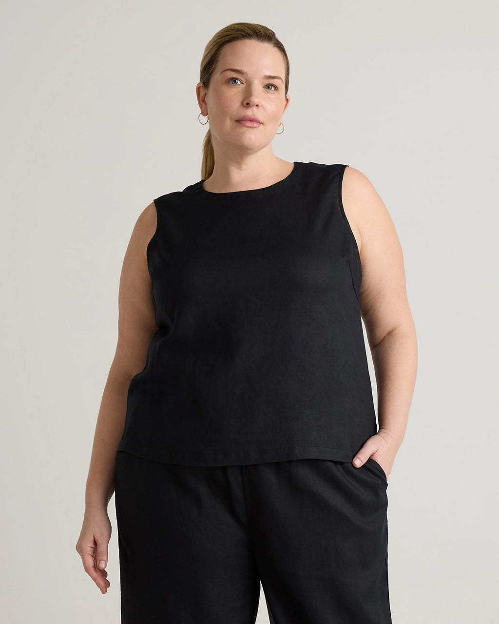 100% European Linen Tank - 1X / White