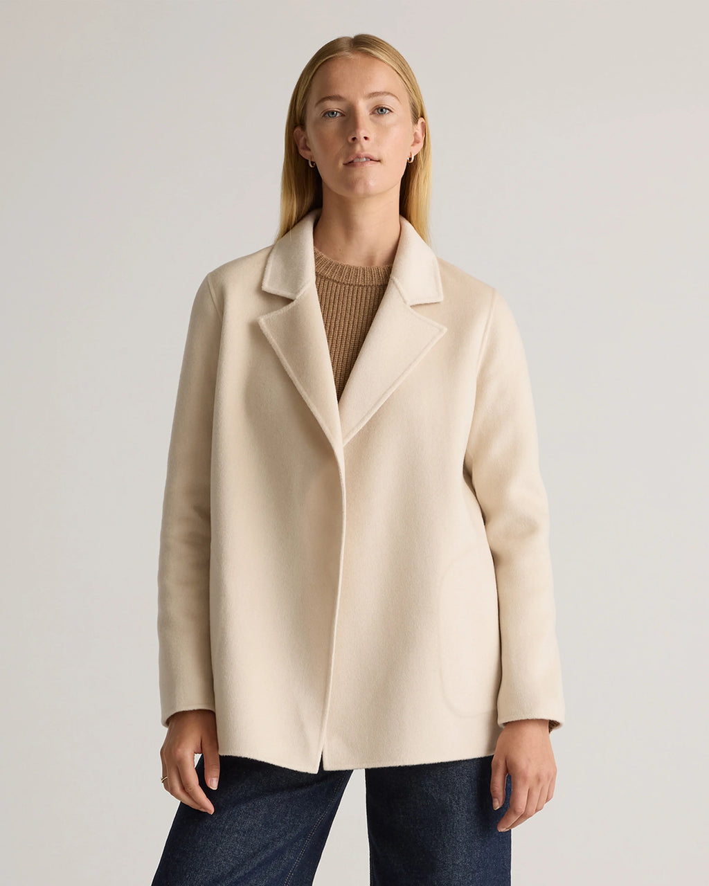 100% Mongolian Cashmere Double-Faced Open Blazer - XS / Camel